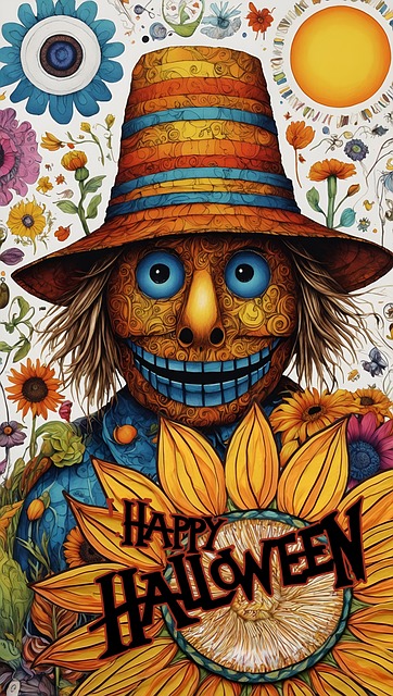 Free ai generated scarecrow sunflower illustration