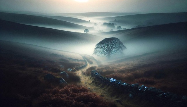 Free ai generated fog countryside illustration