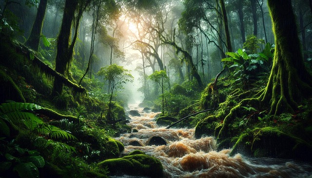 Free ai generated river rainforest illustration