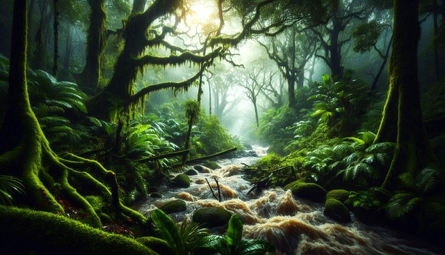 Free ai generated river rainforest illustration
