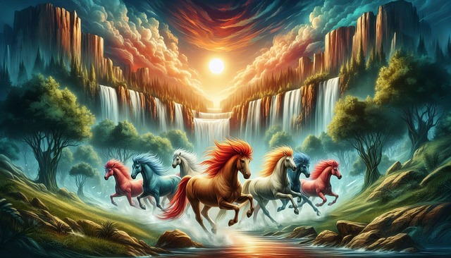 Free ai generated horses gallop illustration