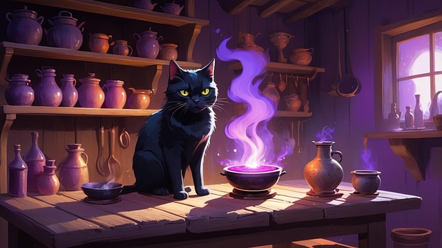 Free ai generated black cat animal illustration