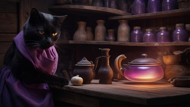 Free ai generated black cat nature illustration
