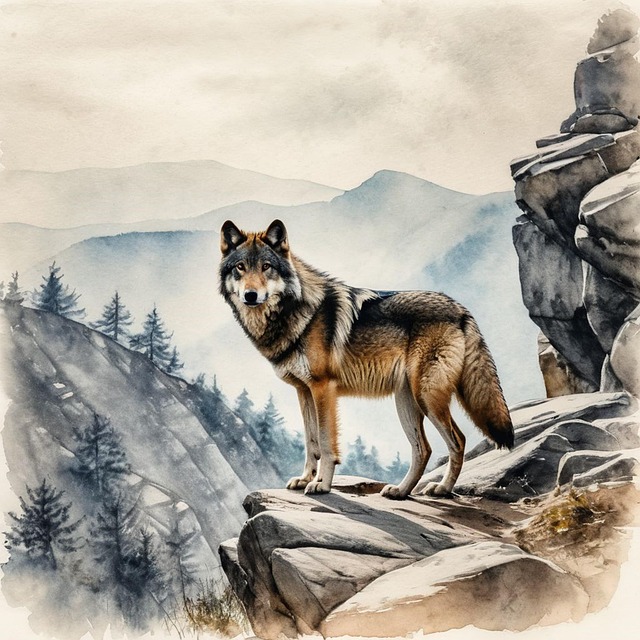 Free ai generated wolf animal illustration