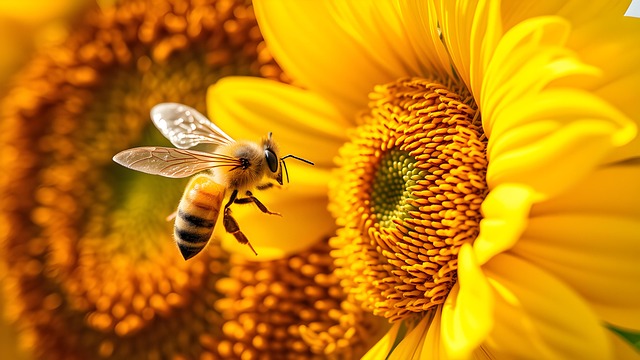 Ai Generert, Bie, Solsikke, Pollinering