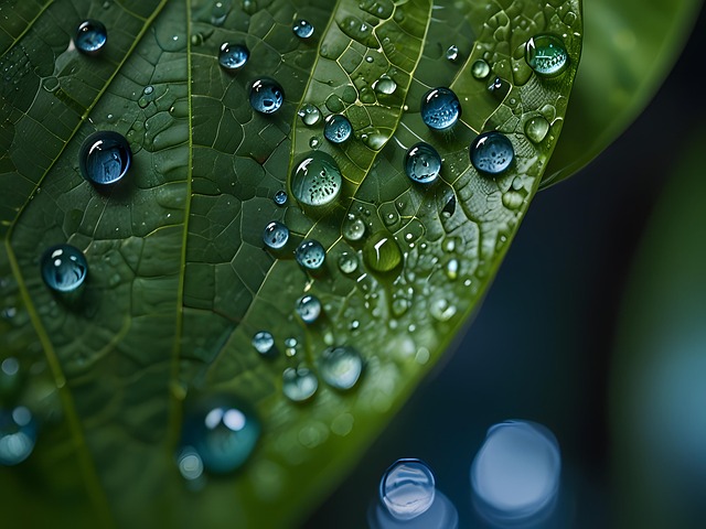Free ai generated leaf water drops illustration