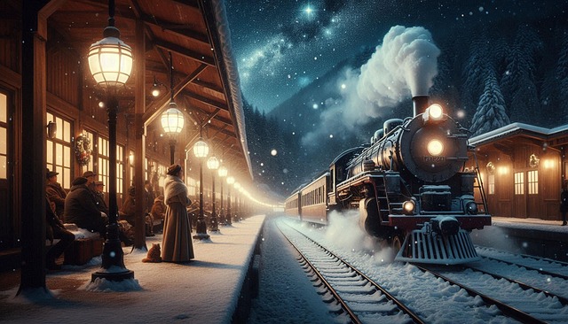 Free ai generated train station landscape illustration