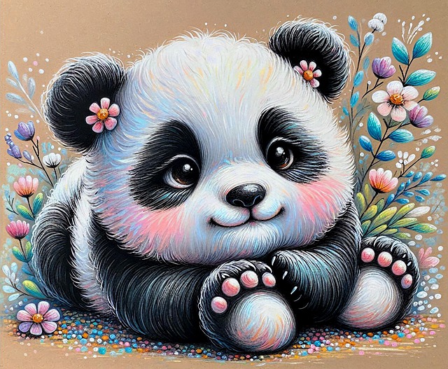 Free ai generated panda flowers illustration