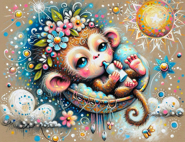 Free ai generated monkey baby illustration