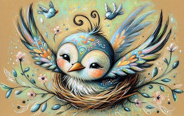 Free ai generated bird baby illustration