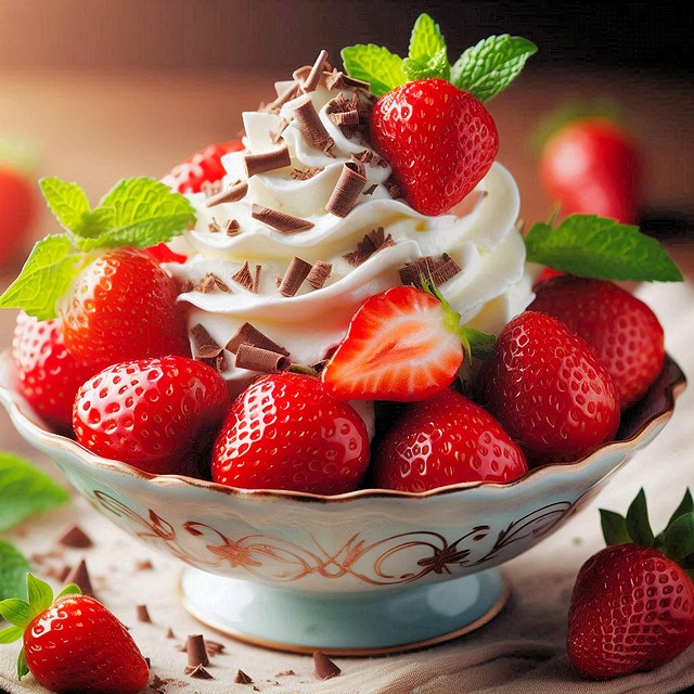 Free ai generated strawberries cream illustration