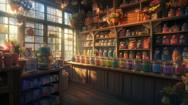 Free ai generated candy store candies illustration