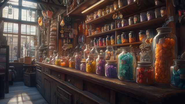 Free ai generated candy store candies illustration