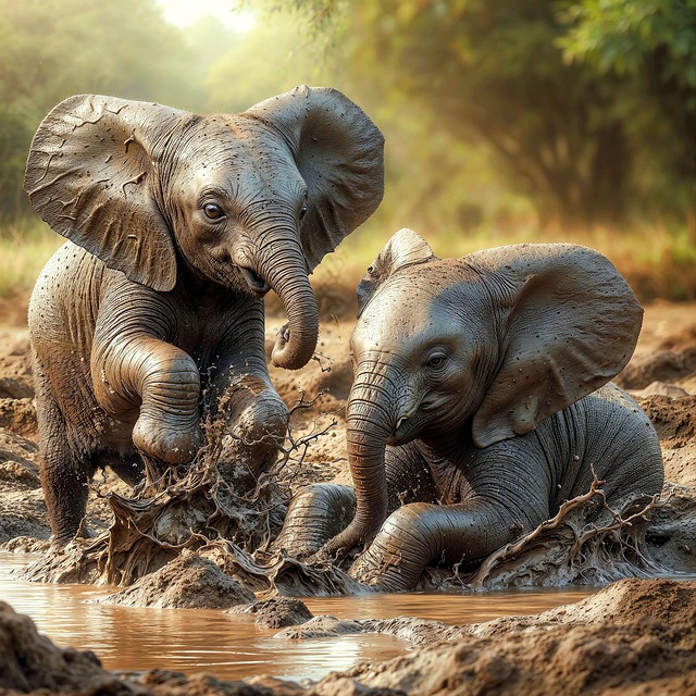 Free elephant baby elephant playing illustration