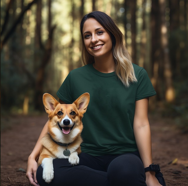 Mujer, Perro, Modelo De Camiseta, Moda