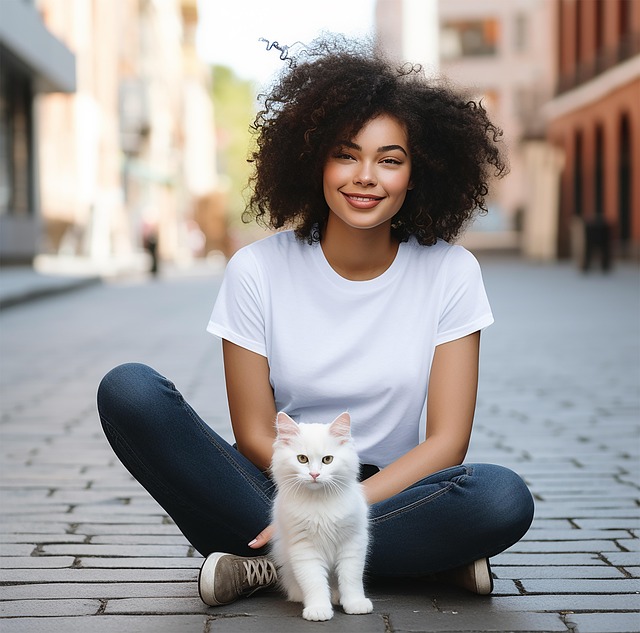 Mujer, Modelo, Gato, Mascota