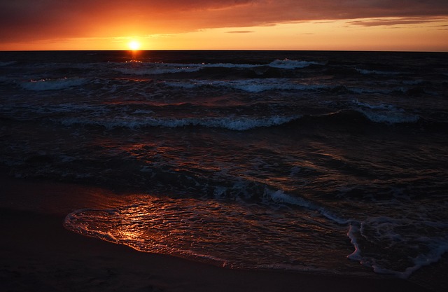Meer, Strand, Dämmerung, Himmel