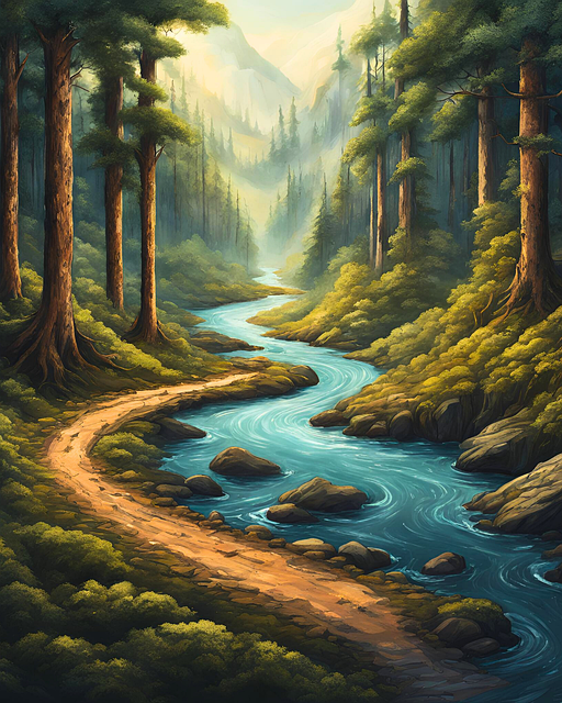 Ai Generado, Río, Bosque, Naturaleza