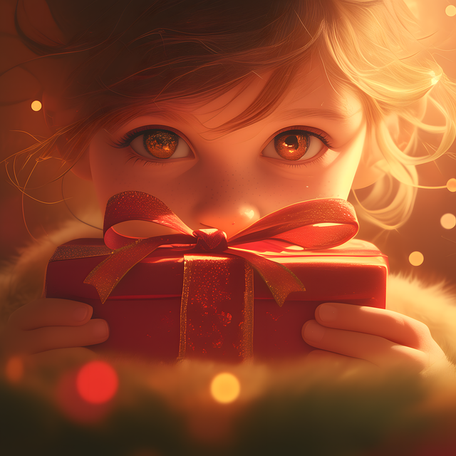 Free ai generated little girl gift illustration