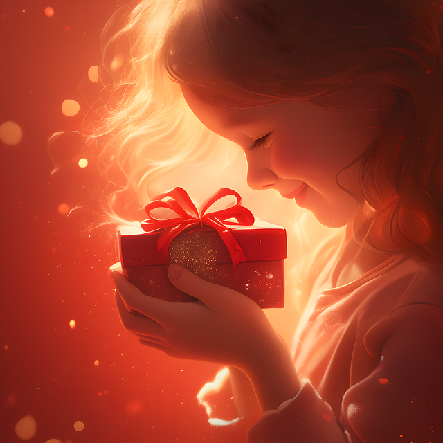 Free ai generated little girl gift illustration