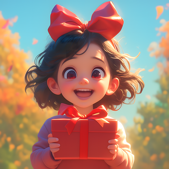 Free ai generated little girl gift illustration