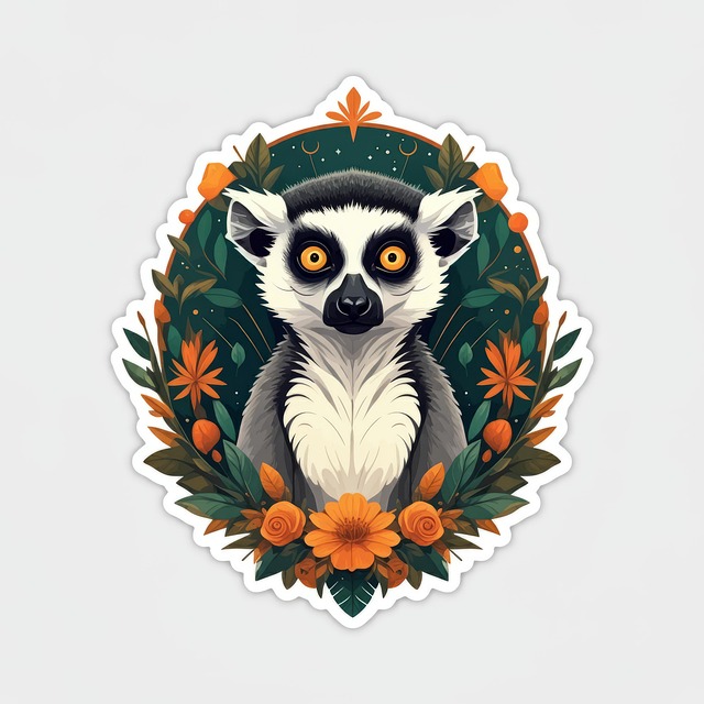 Free ai generated lemur flowers illustration