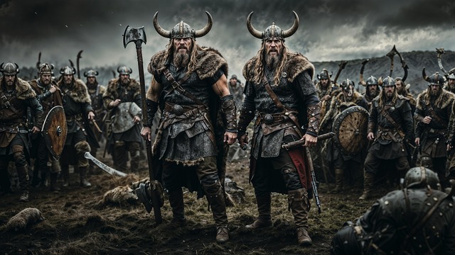 Free ai generated vikings warriors illustration