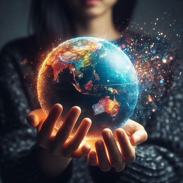 Free world hands disintegration illustration