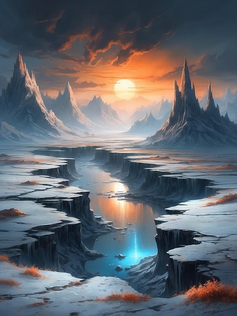 Free ai generated mountains landscape illustration