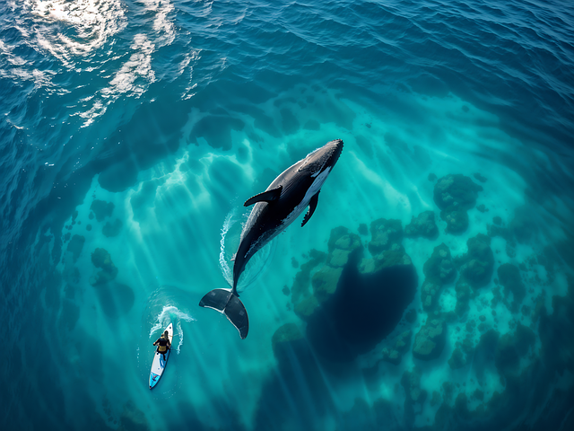 Free ai generated whale surfer illustration
