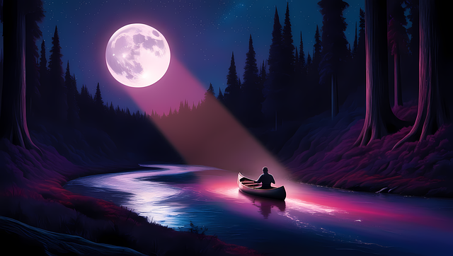 Free ai generated river moon illustration
