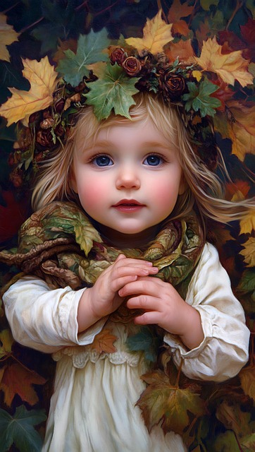 Free ai generated child autumn illustration