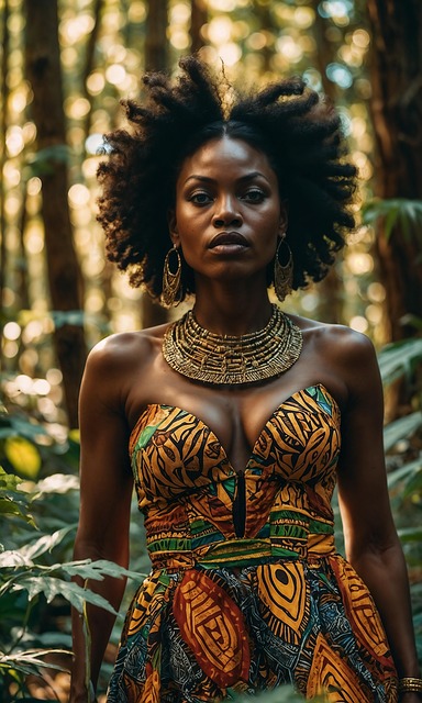 Mulher, Africano, Retrato, Afro