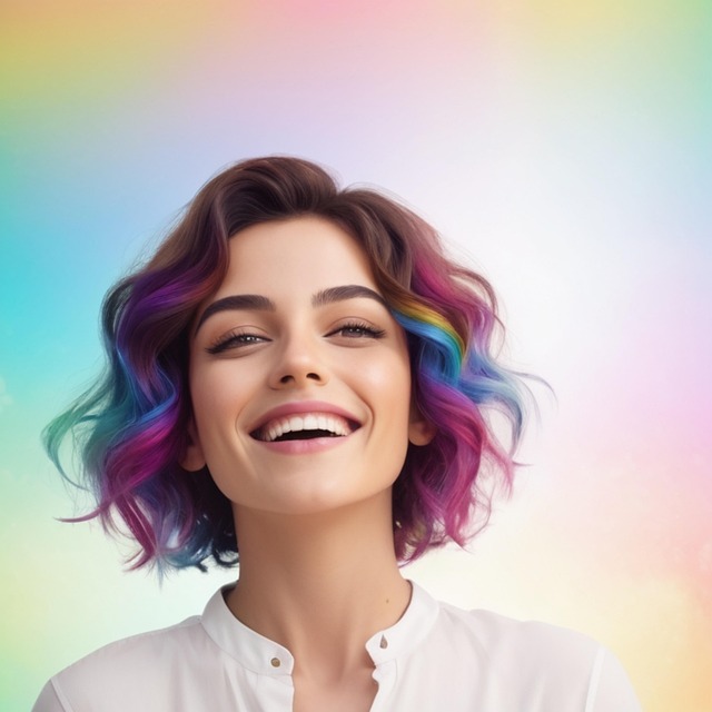 Ai Gerado, Mulher, Cabelo Colorido