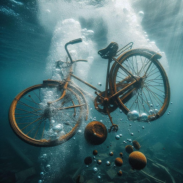 Free sea pollution bicycle disposed of illustration