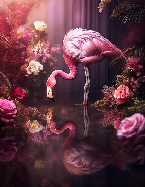 Free ai generated pink flamingo illustration