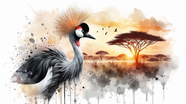 Free bird crane ornithology illustration