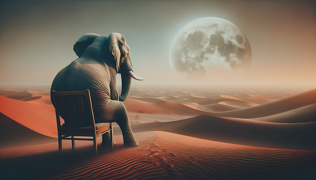 Free elephant desert surreal illustration