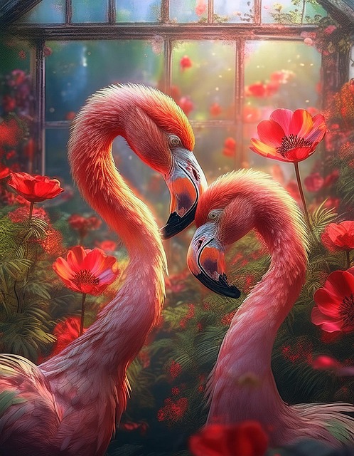 Ai Generiert, Flamingos, Vögel, Natur
