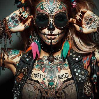 Punk, Mulher, Retrato, Tatuagens, Rosto