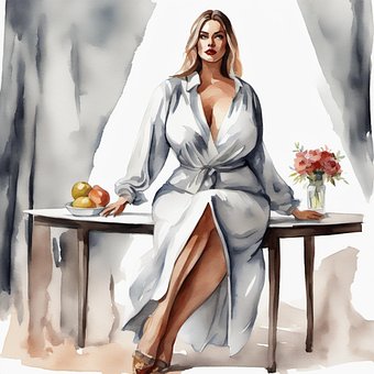 Mulher, Fêmea, Adorável, Pintura A Agua