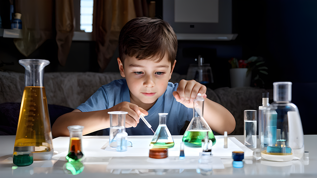 Free ai generated child chemistry illustration