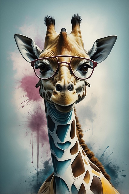 Free ai generated giraffe eyeglasses illustration
