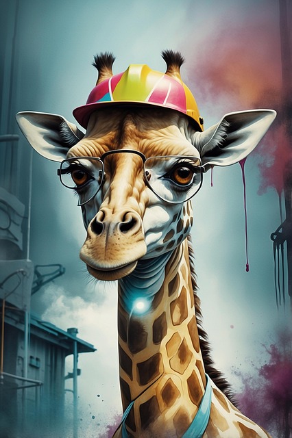 Free ai generated giraffe eyeglasses illustration