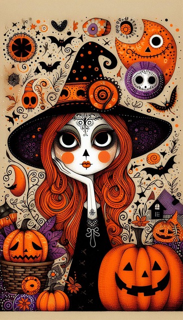 Free ai generated halloween witch illustration