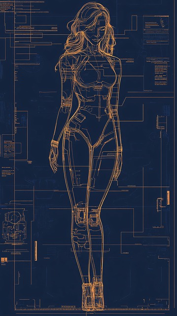 Free ai generated blueprint female illustration