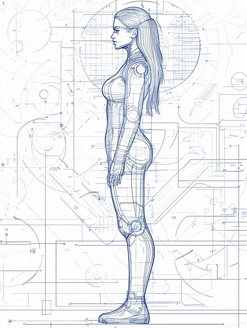 Free ai generated blueprint female illustration