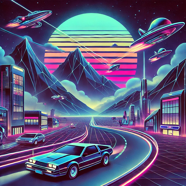 Free ai generated retro-futuristic sci-fi illustration
