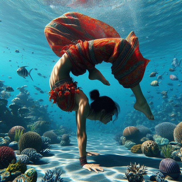 Free ai generated acrobat underwater illustration