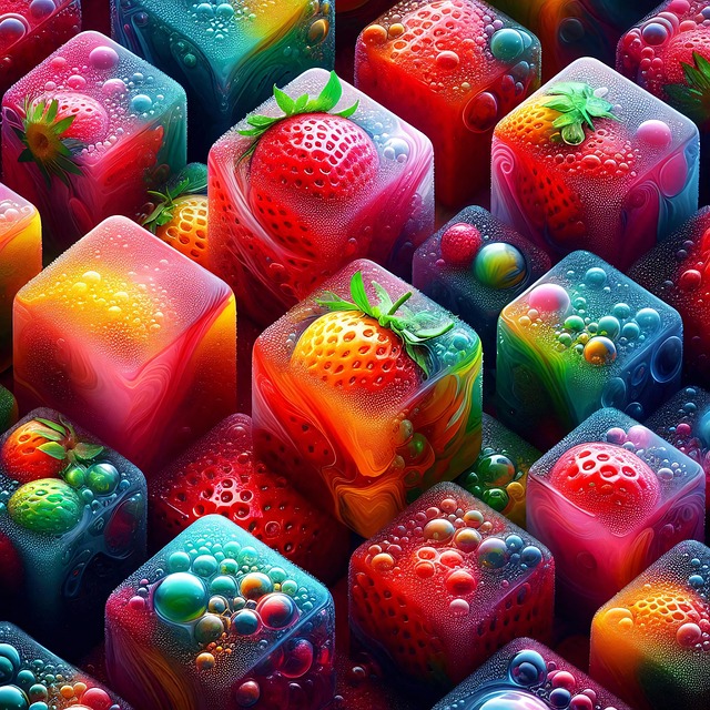 Free ai generated ice cubes fruits illustration